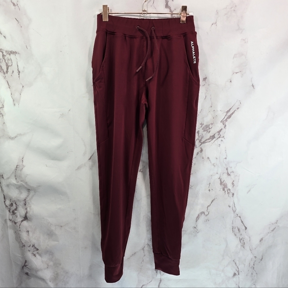 Alphalete Jogger Womens XS Red Drawstring Skinny Warm Up Gym Pants